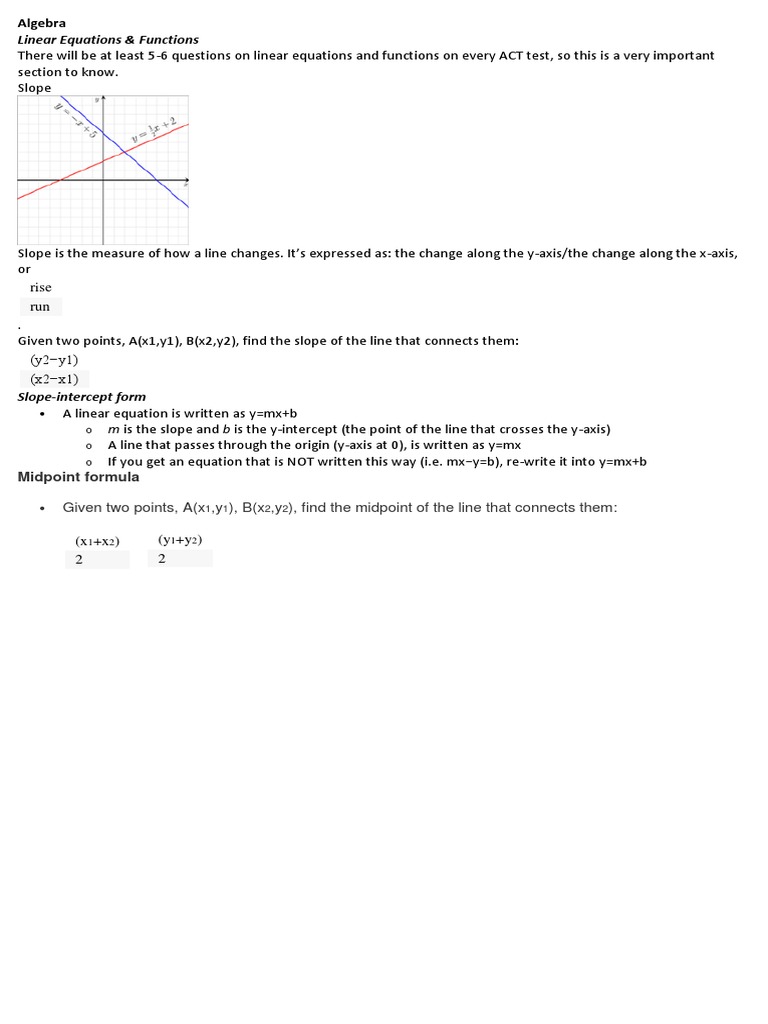 ACT Algebra: Linear Equations Guide | PDF | Teaching Methods & Materials