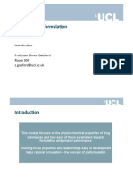 PHAYG062 Preformula2on: Introduc) On Professor Simon Gaisford Room 304 S.gaisford@ucl - Ac.uk