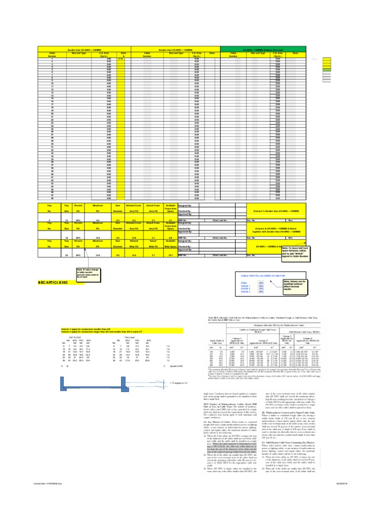 Cable Tray Sizing Calculation Sheet | PDF | Teaching Mathematics | Nature