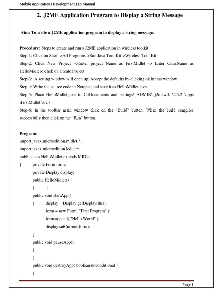 J2ME Mobile App Development Guide | PDF | Button (Computing) | Java ...
