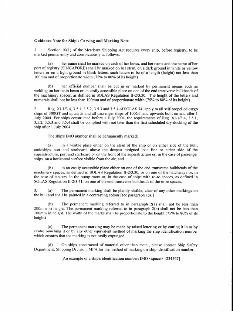 Guidance Note For Ship Carving & Marking Note PDF | PDF