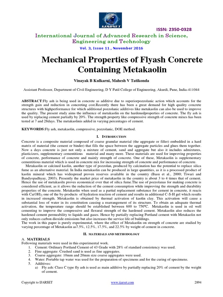 Fly Ash Concrete PDF | PDF | Concrete | Cement