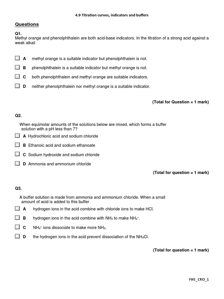 Titration Curves and Buffer Solutions | PDF | Ph | Buffer Solution