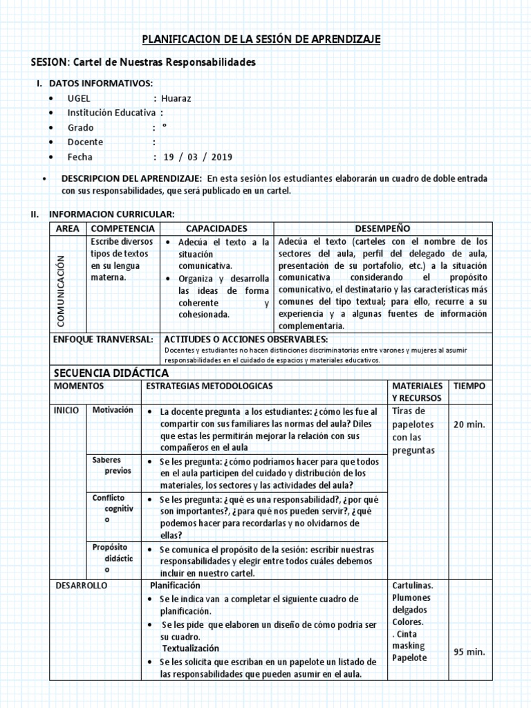 Cartel de Responsabilidades en el Aula | PDF | Salón de clases ...