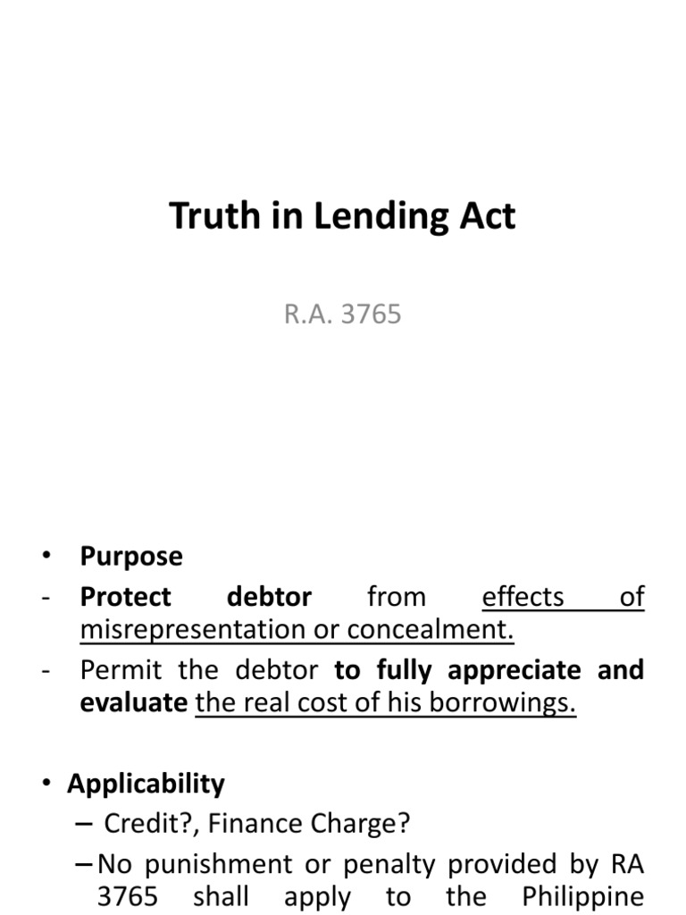 Truth in Lending Act | PDF | Truth In Lending Act | Credit