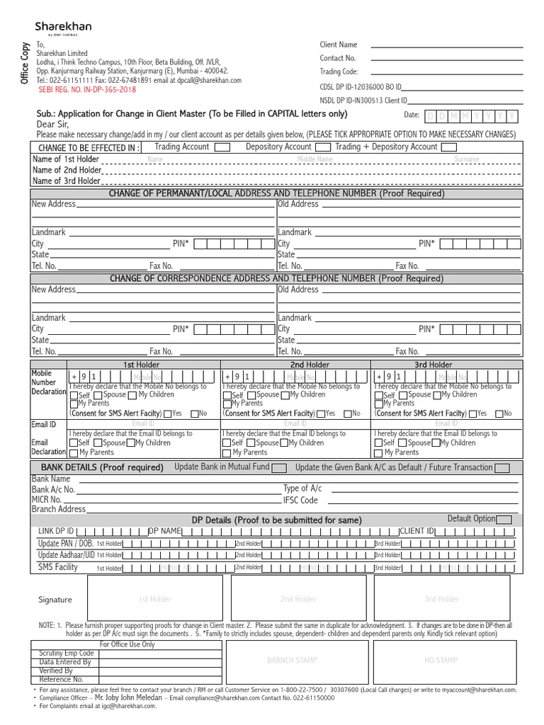 Cdsl Account Modification With Trading Pdf Telecommunications