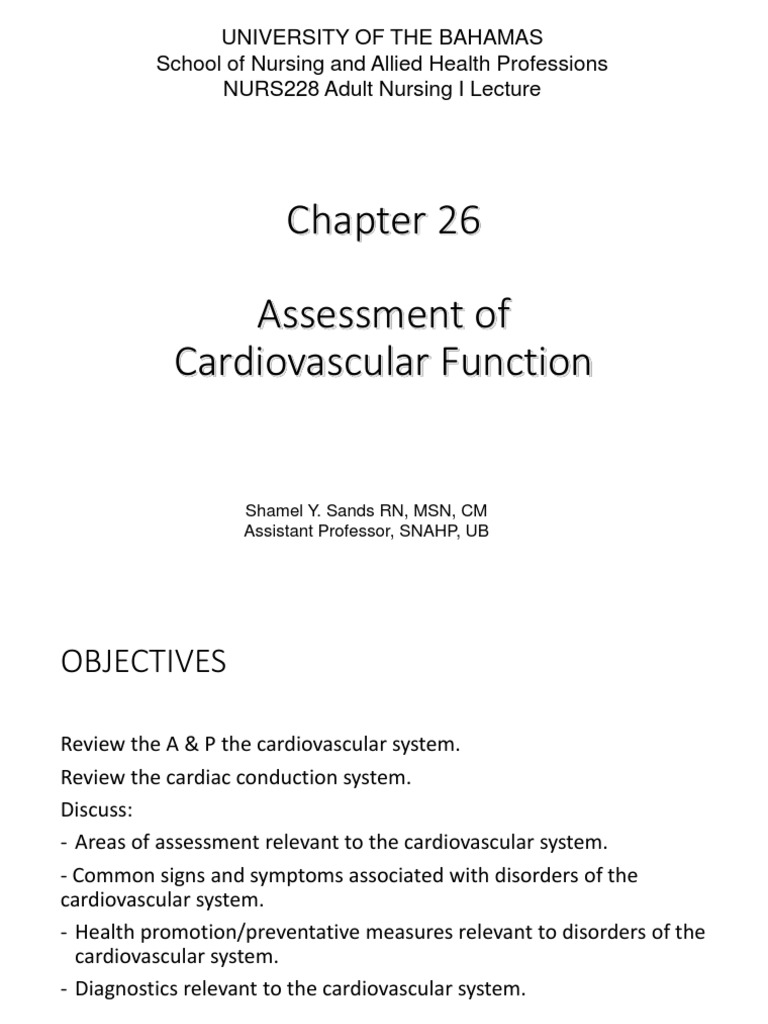Ch26 Assessmentofcardiovascularfunctionppt | PDF | Heart | Cardiac Muscle