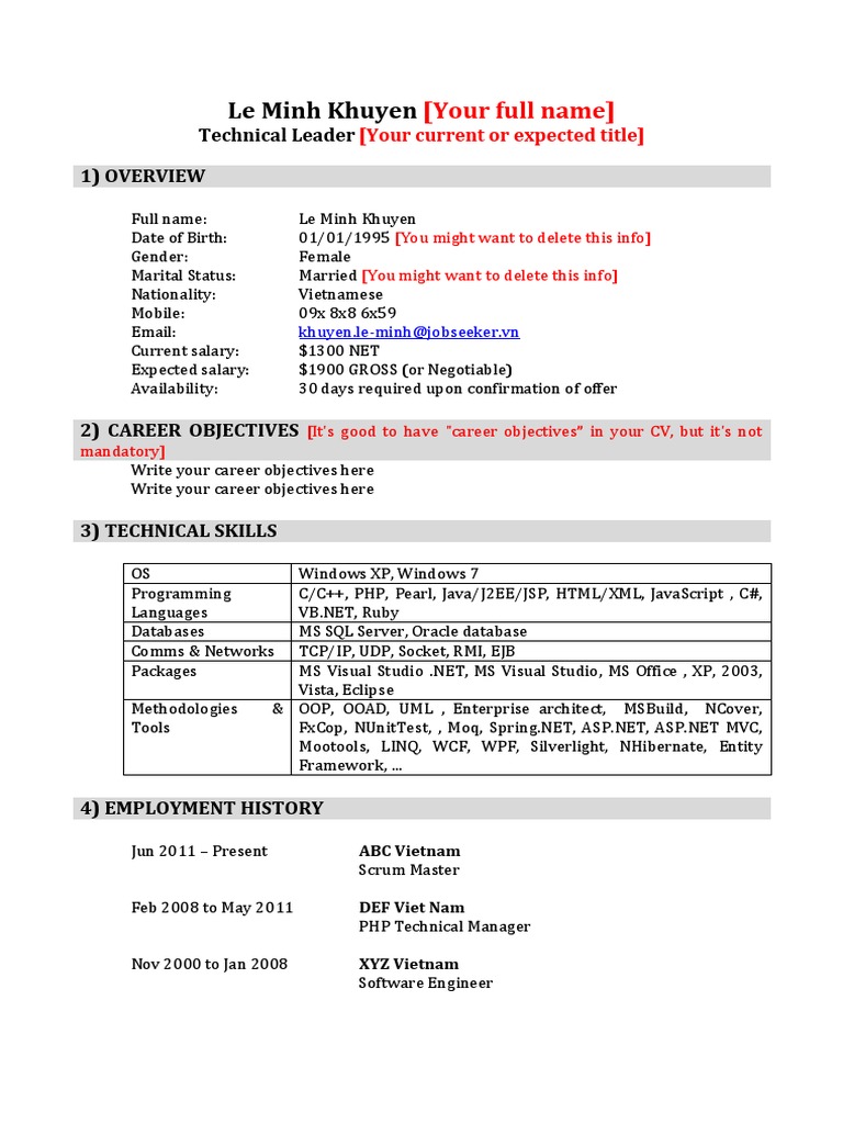CV Template For Software Engineer | PDF | Microsoft Visual Studio | Ibm Db2