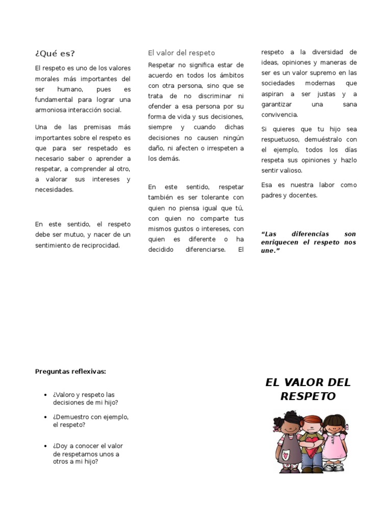 Tríptico sobre el Valor del Respeto | PDF | Teorías filosóficas ...