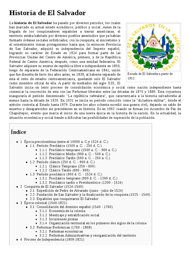 Historia de El Salvador | PDF | El Salvador | Agitación