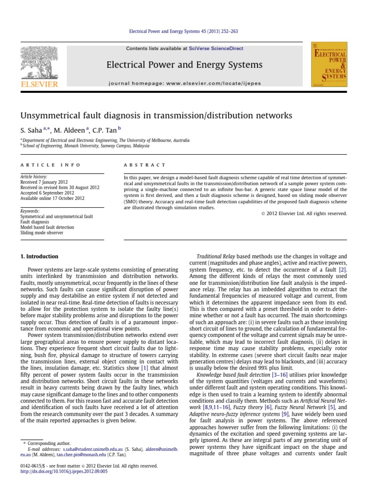 Fault Diagnosis in Power Systems | PDF | Electric Power Transmission ...