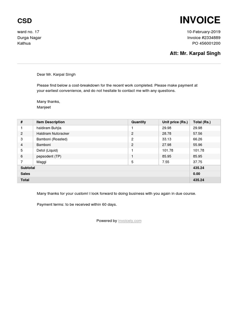 Invoice #2334889 Breakdown | PDF