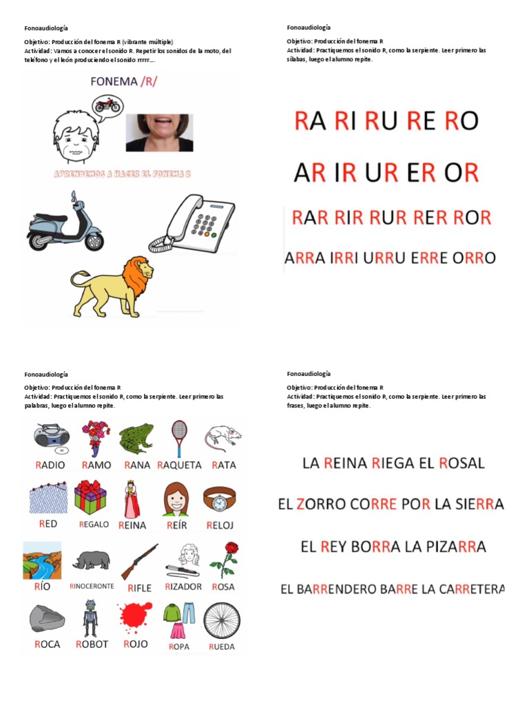 Actividades para el fonema R y RR | PDF | Comunicación humana | Fonología