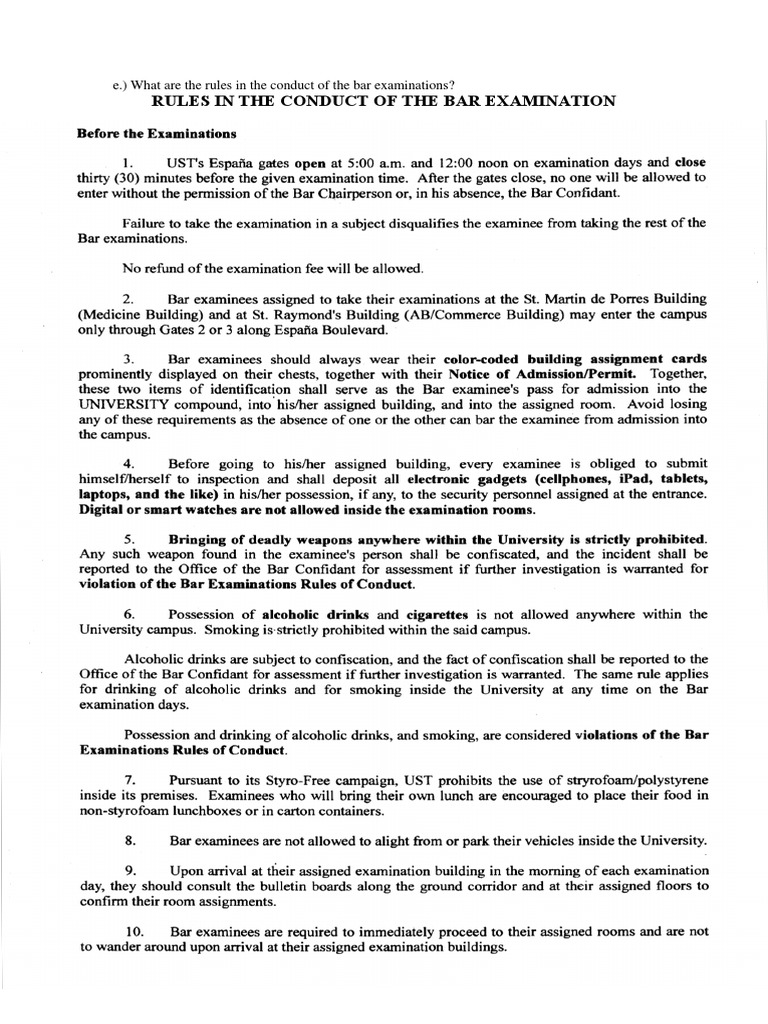 Rules in The Conduct of The Bar Examination PDF