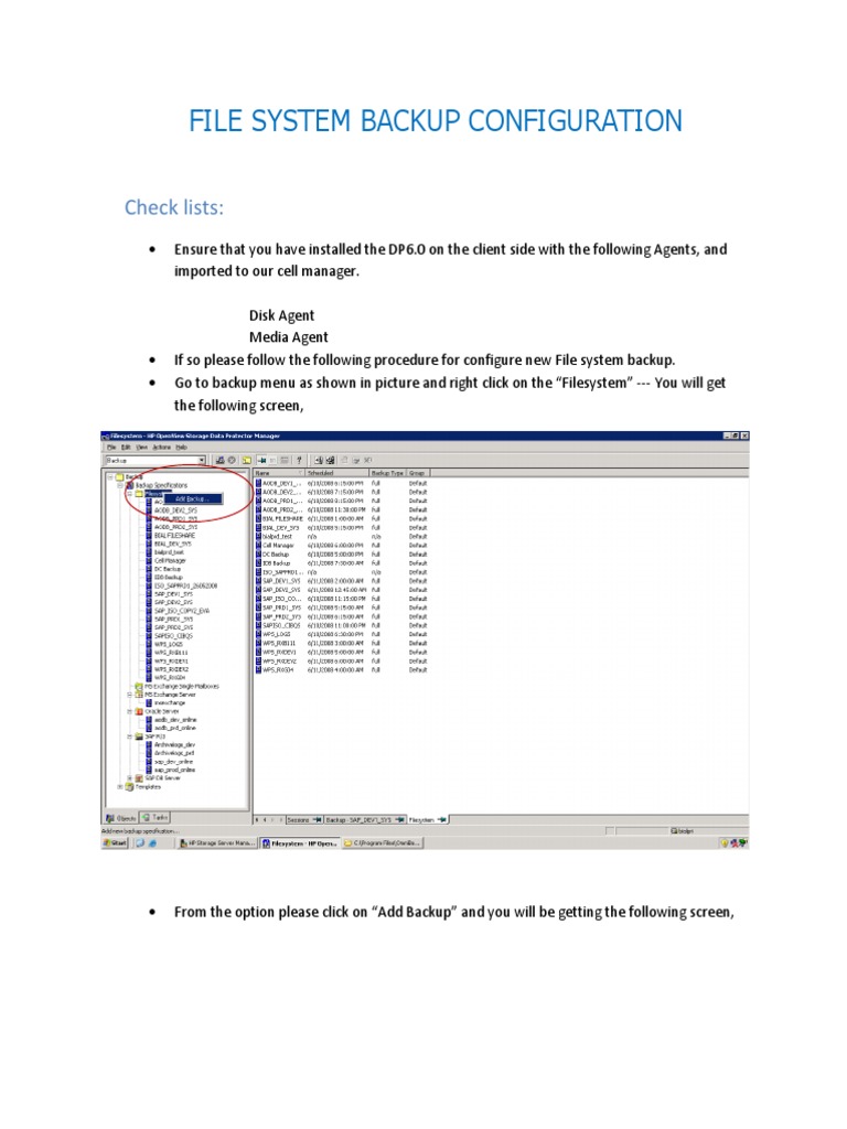 File System Backup Configuration | PDF | Backup | File System