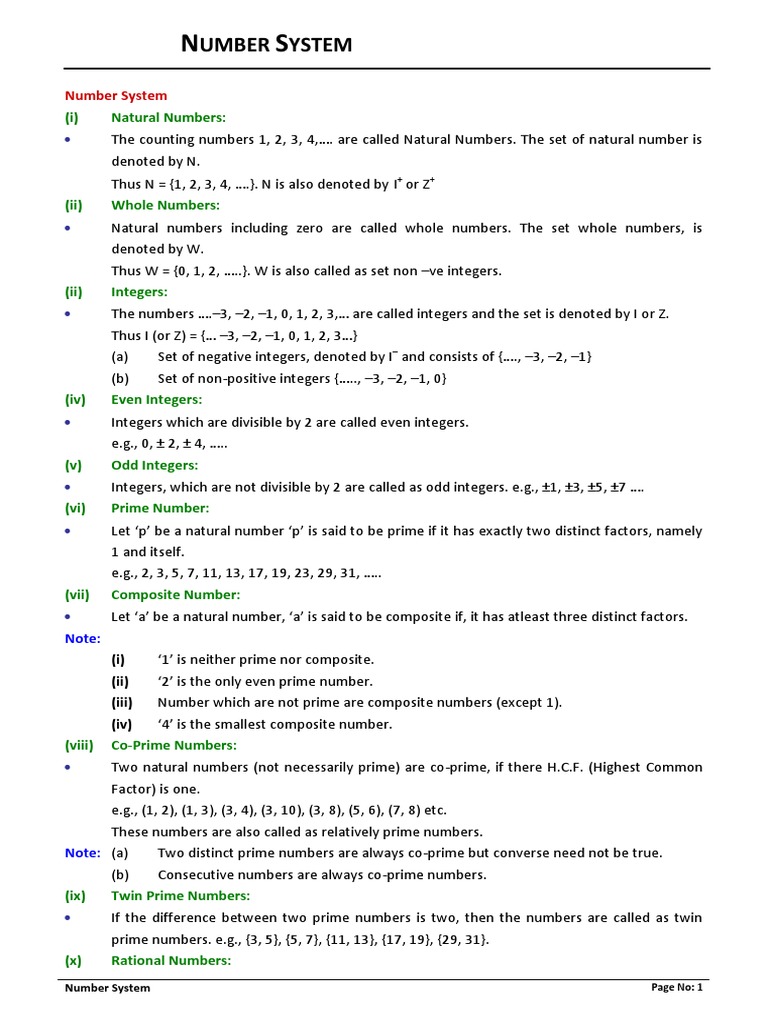 1.number System PDF | PDF | Rational Number | Numbers