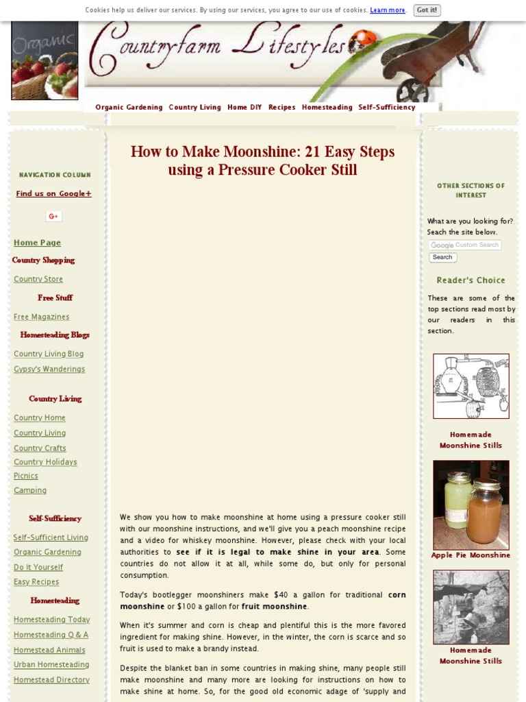 How To Make Moonshine 21 Easy Steps Using A Pressure Cooker Still