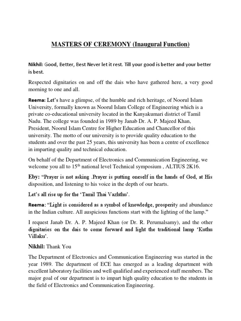 Emcee Script for UN Program Event | PDF | Career & Growth