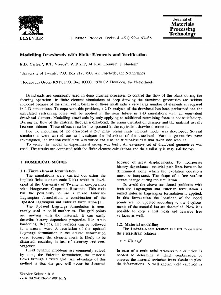 Materials Processing Technology: Journal of | PDF | Stress (Mechanics ...