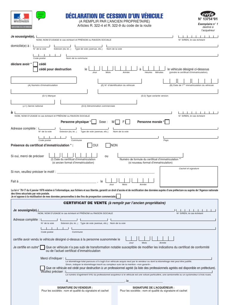 Cerfa 13754 01 | PDF | Données personnelles | Transport