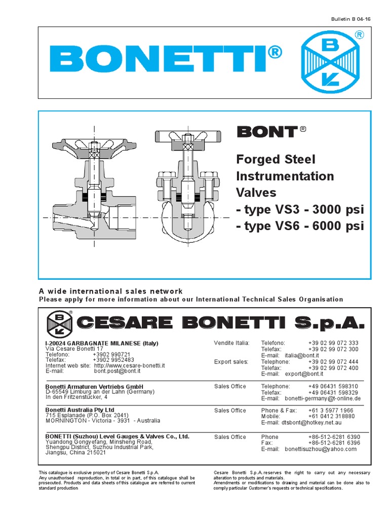 Vs Instrumentation Valves | PDF | Valve | Screw