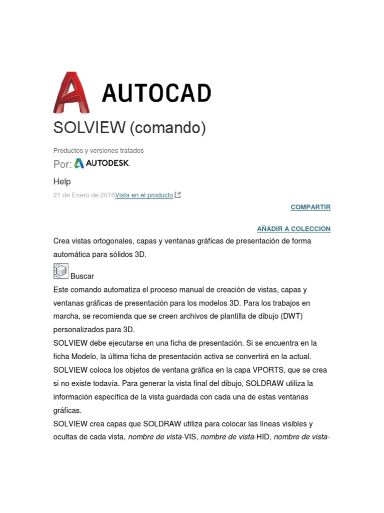 Comandos SOLVIEW y SOLDRAW en AutoCAD | PDF | Ventana (informática ...