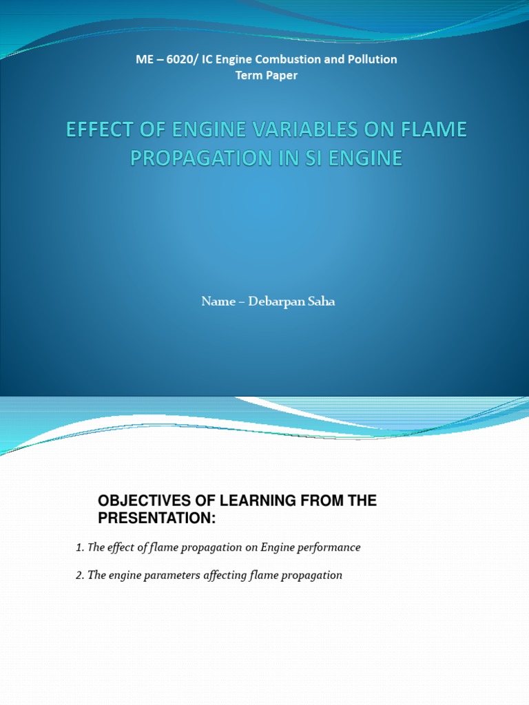 Engine Variable On Flame Propagation PDF Internal Combustion Engine