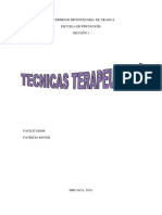 Características de las técnicas conductuales, cognitivas y cognitivo conductuales en psicoterapia