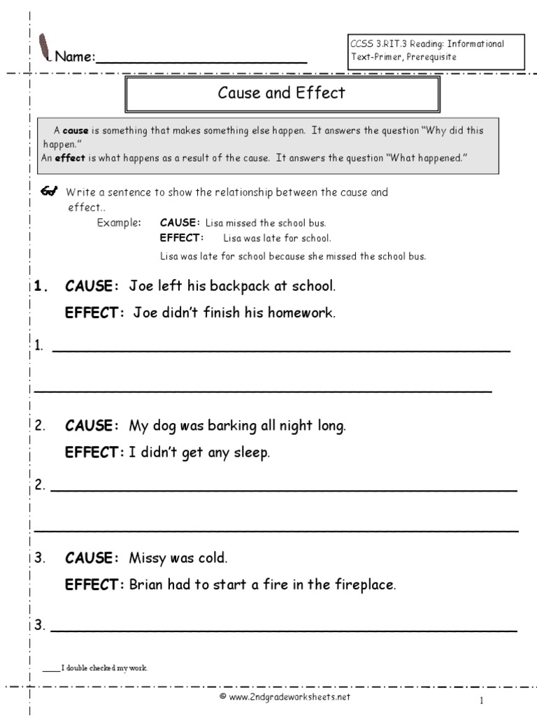 whats a cause-and-effect sentence
