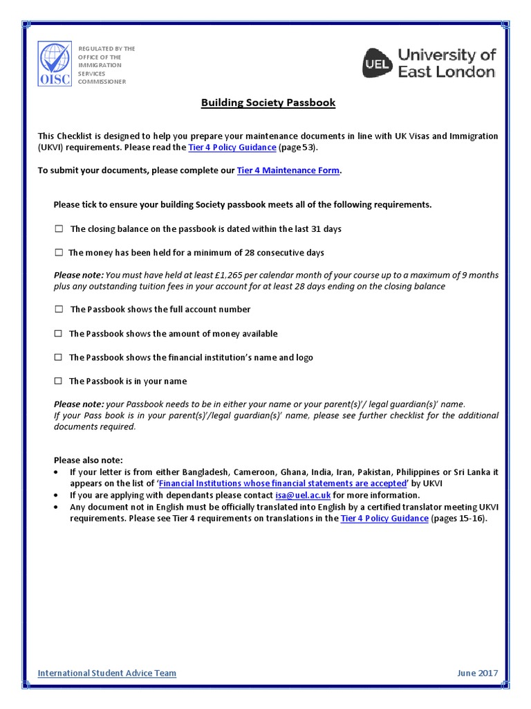 Building Society Passbook: Tier 4 Policy Guidance | Download Free PDF ...