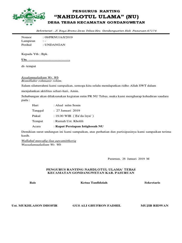 Undangan Istighosah Docx Turen 26 April 2014.