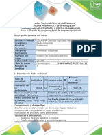 Guía de Actividades y Rúbrica de Evaluación Paso 6. Diseño de Proyecto Final de Empresa Porcícola