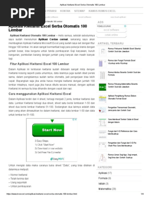 Aplikasi Kwitansi Excel Serba Otomatis 100 Lembar