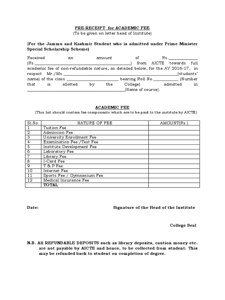 PRE Receipt | PDF