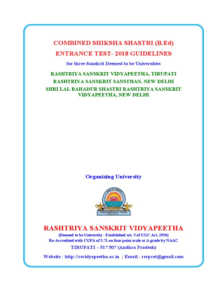 01 Sanskrit Bed WEB PDF University And College Admission