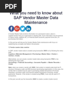 What You Need To Know About SAP Vendor Master Data Maintenance