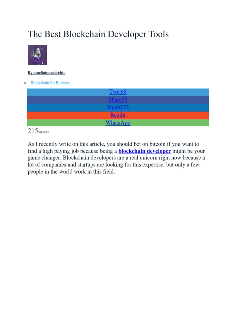 Top Blockchain Developer Tools | PDF | Bitcoin | Software