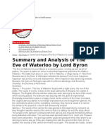 Summary and Analysis of The Eve of Waterloo by Lord Byron