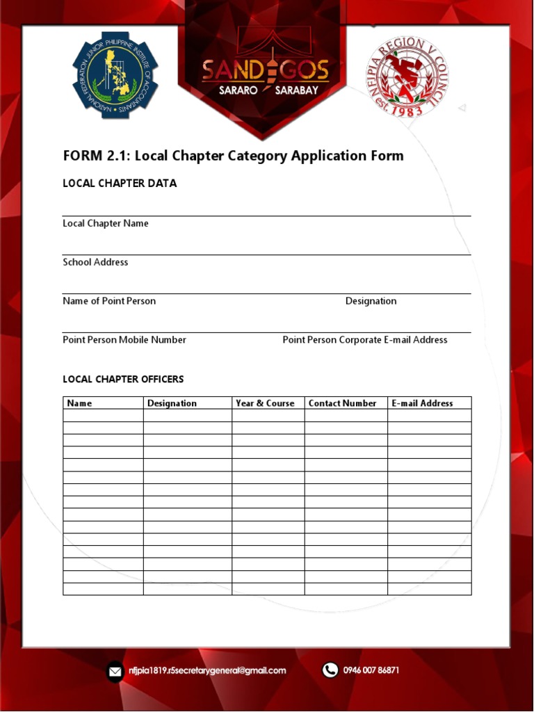 FORM 2.1: Local Chapter Category Application Form | PDF | Computing ...