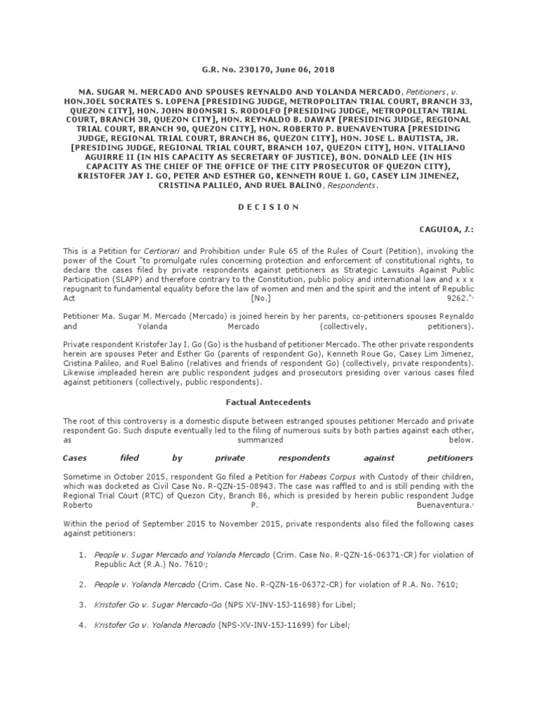 Cases Filed by Private Respondents Against Petitioners PDF Writ Of