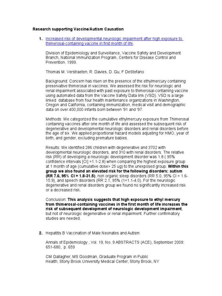 86 Research Papers Supporting The Vaccine Autism Link Pdf Autism Spectrum Autoimmunity