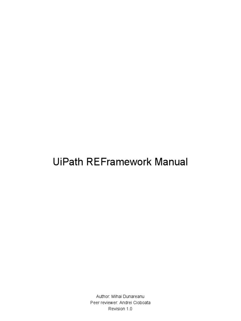 REFramework Documentation PDF | PDF | Computer Data | Areas Of Computer ...