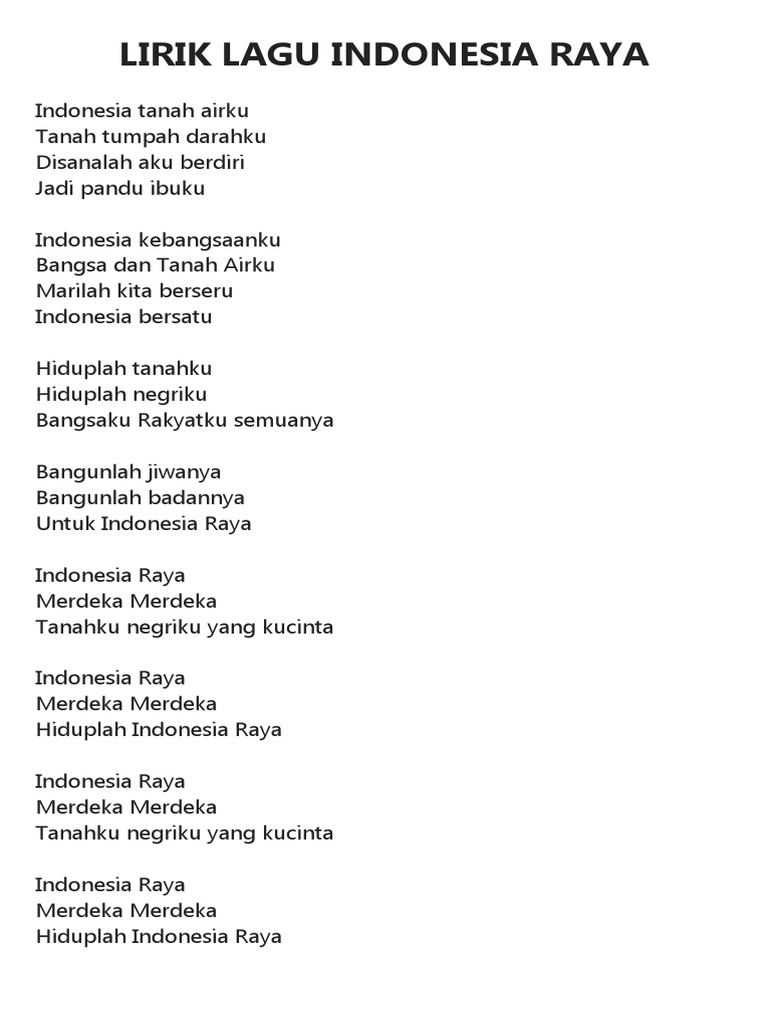 Lirik Lagu Indonesia Raya Pdf