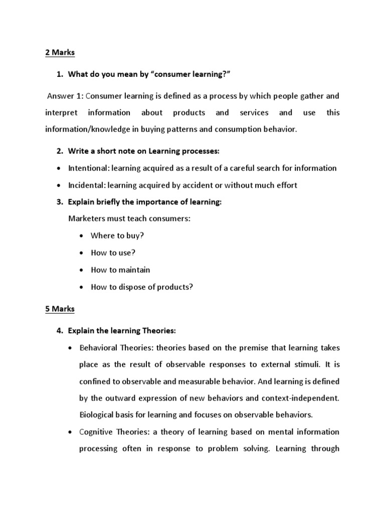 Understanding Consumer Learning Theories | PDF | Consumer Behaviour ...