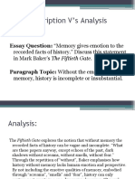 Description V's Analysis: Essay Question: "Memory Gives Emotion To The