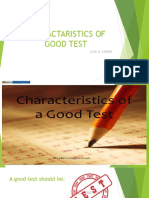 Charactaristics of Good Test: Lucky B. Loreno