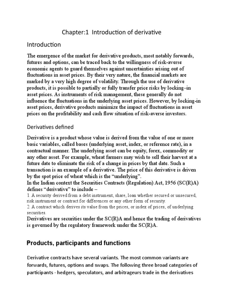 Introduction to Derivatives Basics | PDF | Futures Contract ...