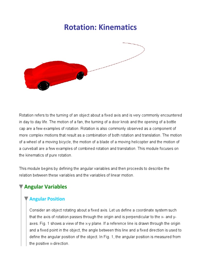 Kinematics of Rotation Explained | PDF | Rotation Around A Fixed Axis ...