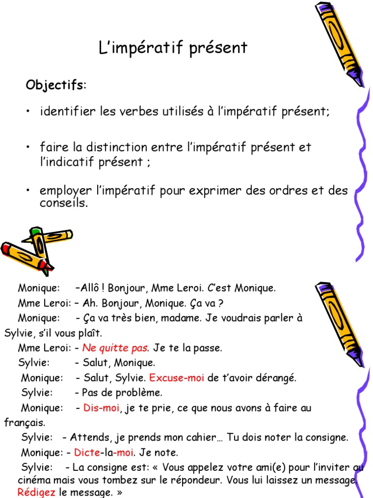 L'Imperatif  Verbe  Nombre grammatical