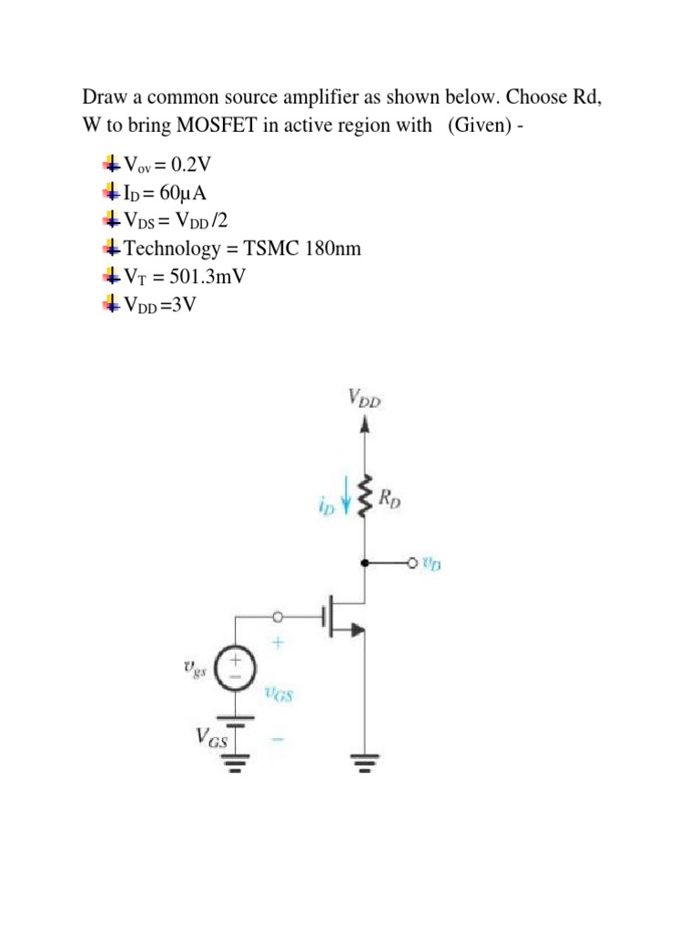 MOSFET Common Source Amplifier Design | PDF | Mosfet | Electrical Circuits